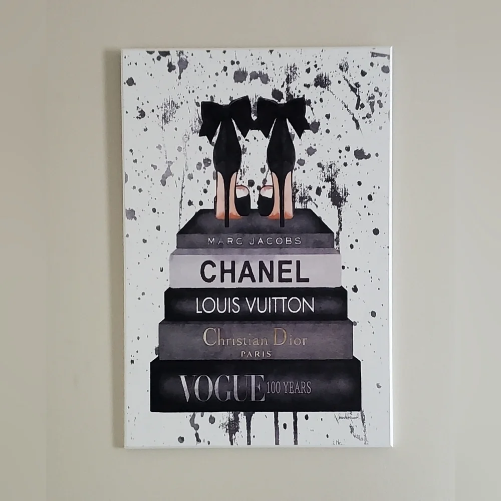 Glam Fashion Oversized Wall Art Plaque Art Bow Pump Heels Designer